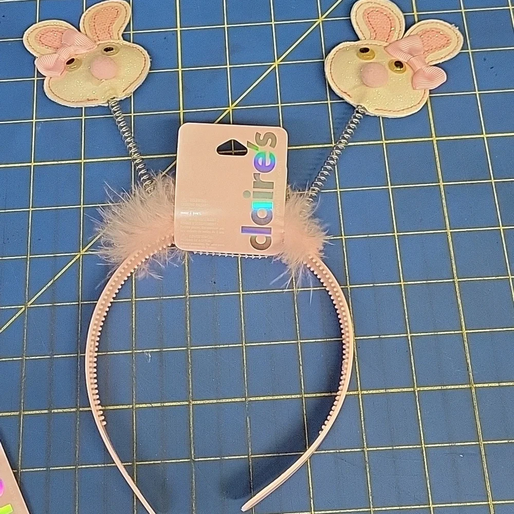 Claire's Pink Bunny Headband and Rings Set of 7 NWT